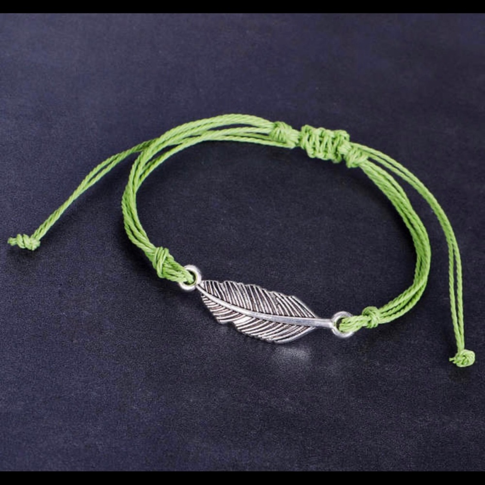Boho feather wax string adjustable bracelet